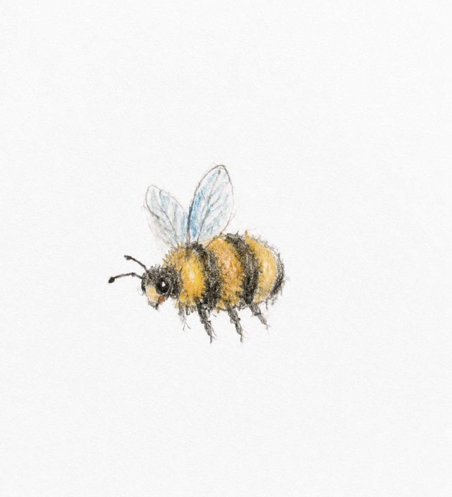 Colouring Pencil Sketch of a Bee.