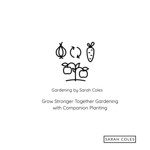 Grow Stronger Together with Companion Planting. Gardening by Sarah Coles. Outline of Plants and Vegetables grouped together.