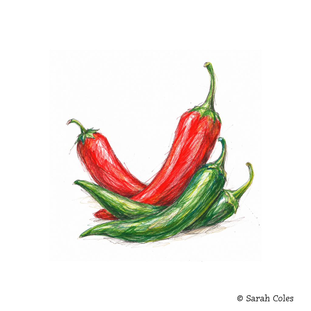 Colouring Pencil Sketch - Chillies