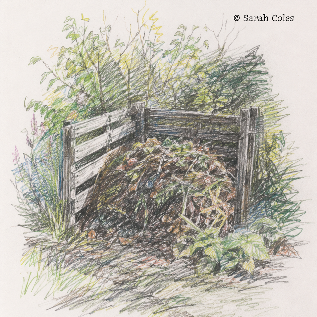 Colourful sketch of Compost Heap. 
© Sarah Coles